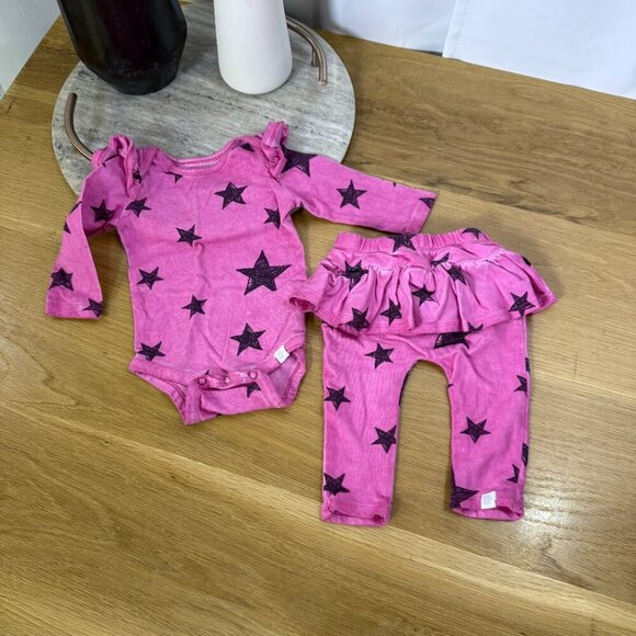 Rosie Pope Pink & Black long sleeve cotton set + Gap Floral Jumper 0-3 months - Picture 2 of 16